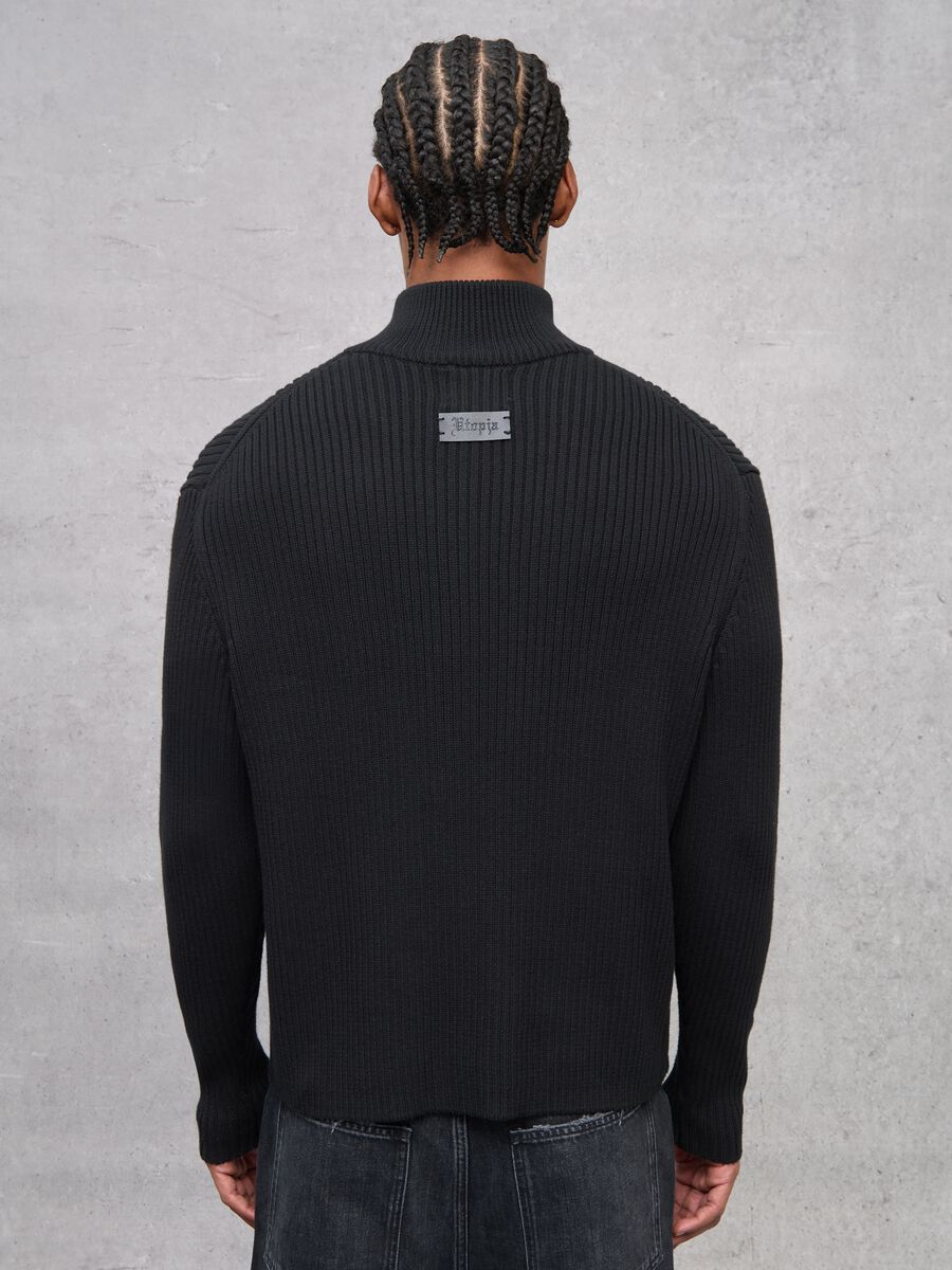 Half-Zip Ribbed Knit Black_3