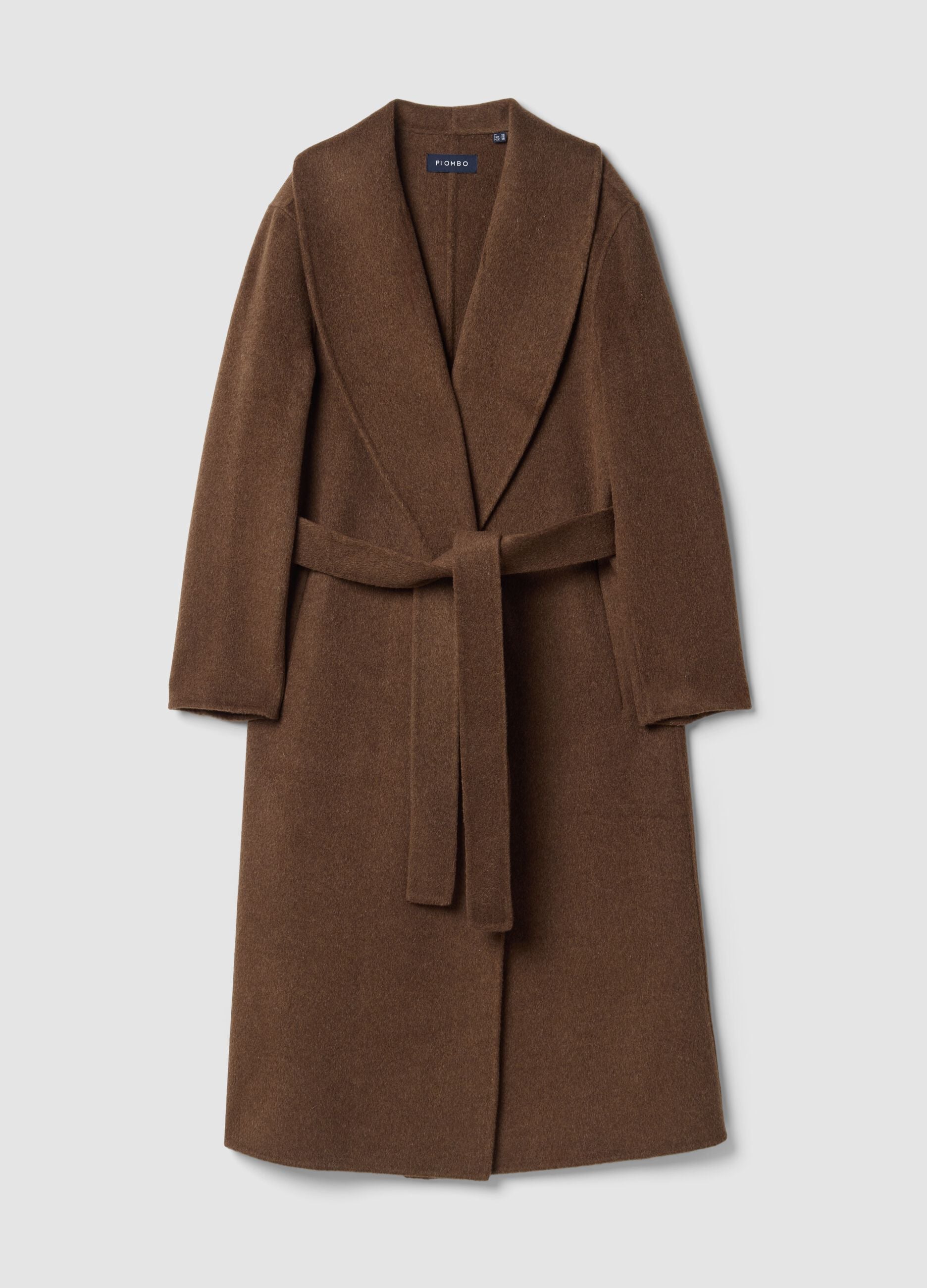 Cappotto lungo marrone in misto lana, cashmere e viscosa regular fit