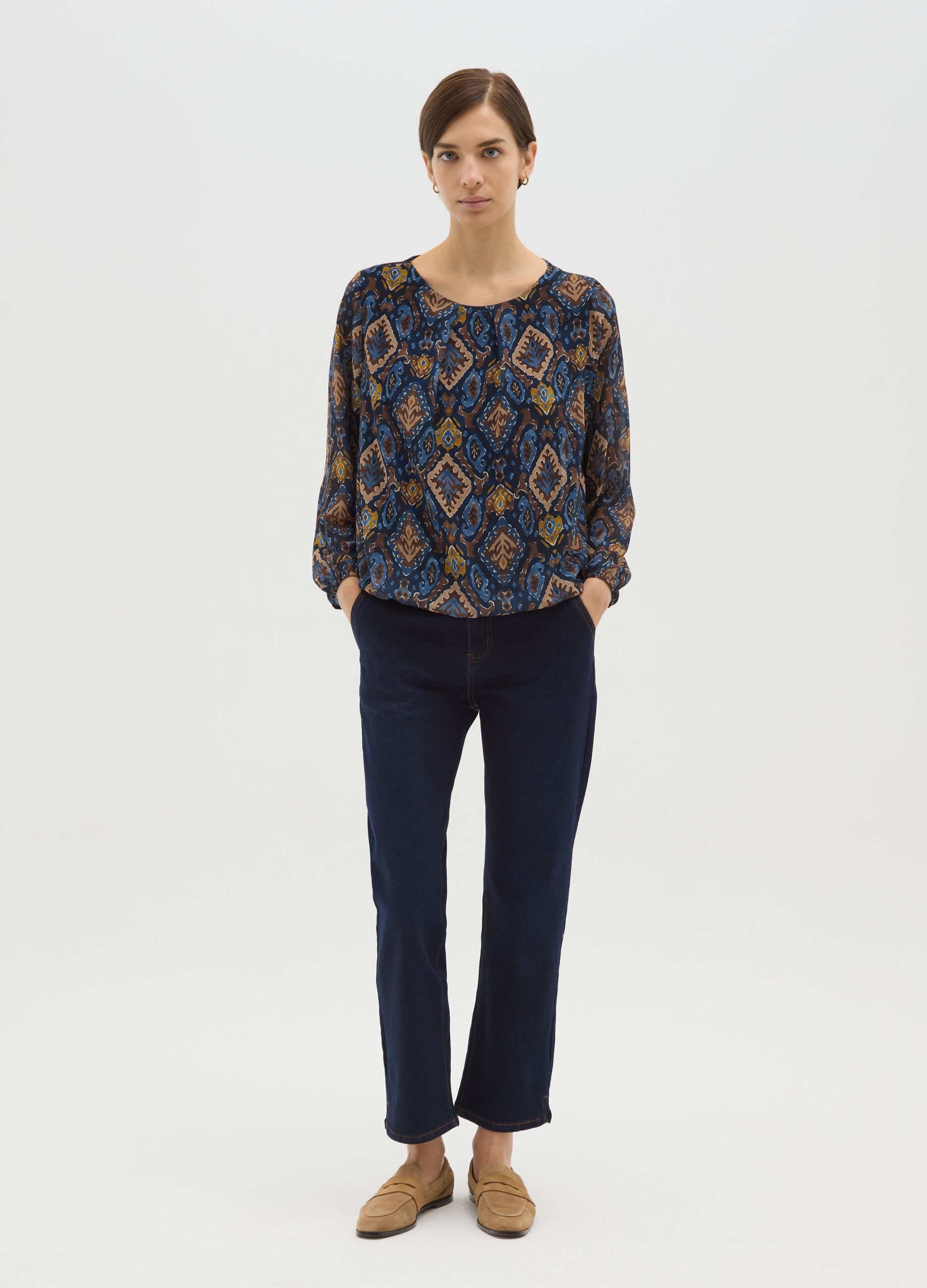 Multicolor long sleeve blouse in regular fit