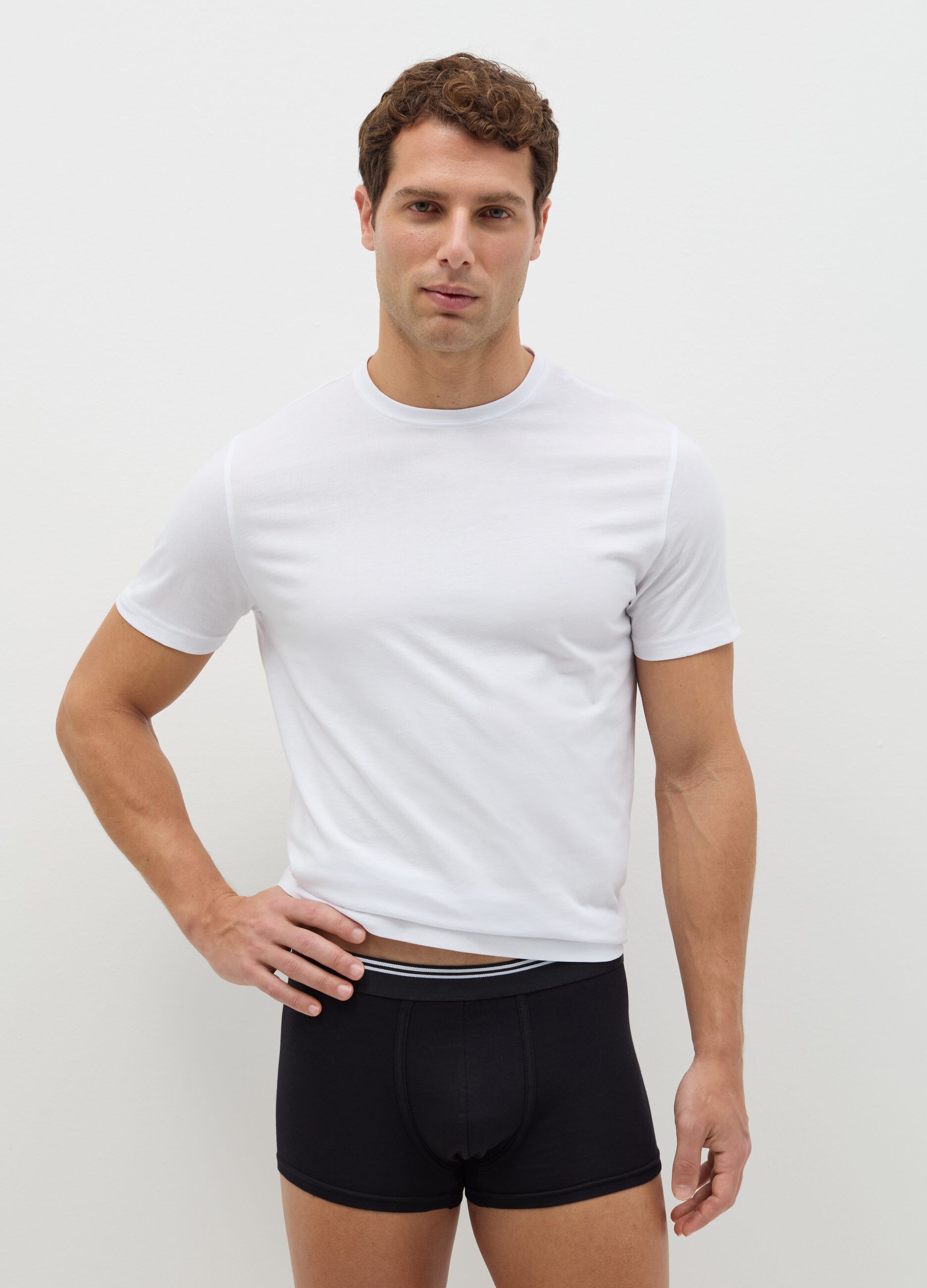 Three-pack boxer shorts in stretch cotton with striped detail
