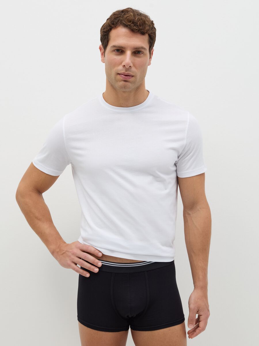 Three-pack boxer shorts in stretch cotton with striped detail_0