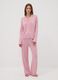 Pink pure viscose pyjamas with V-neck and contrast piping_1
