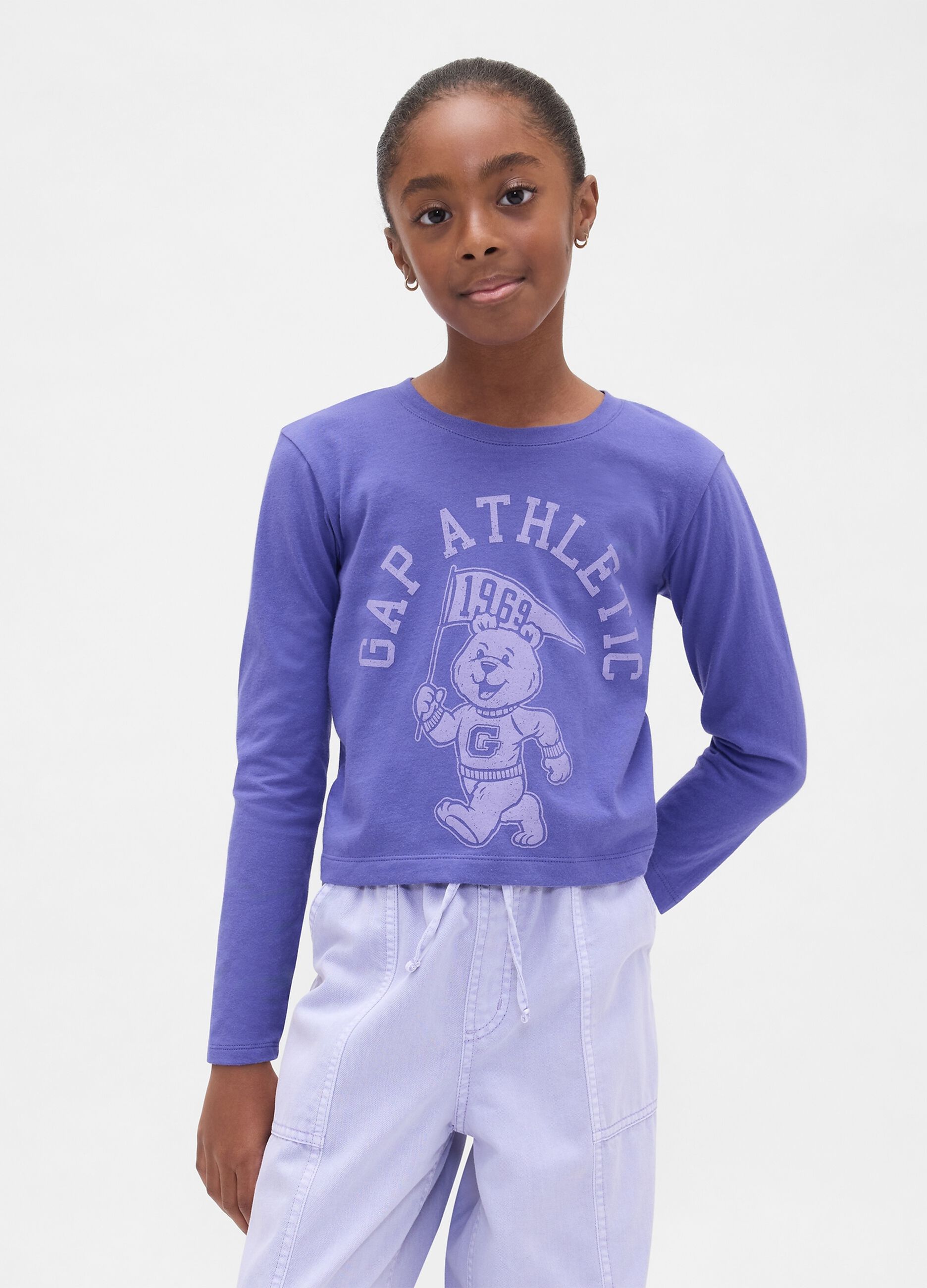 Purple long-sleeve cotton t-shirt