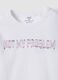 White organic cotton cropped T-shirt with ribbed neckline for girls_1
