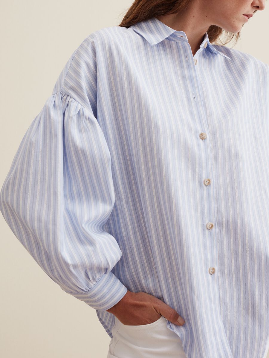 Camicia oversize a righe maniche a sbuffo_3
