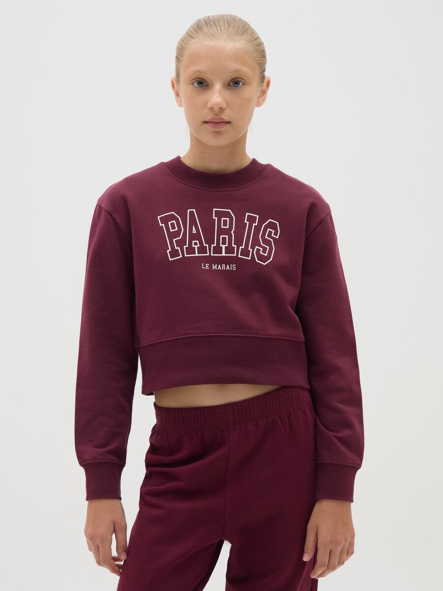 Felpa da ragazza in puro cotone rosso regular fit_0