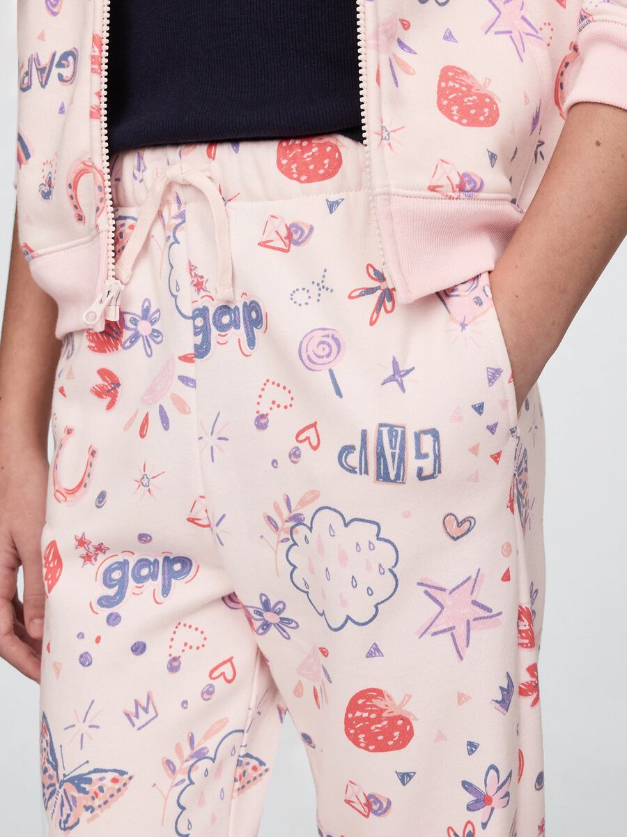Pink joggers with drawstring and all-over print_3