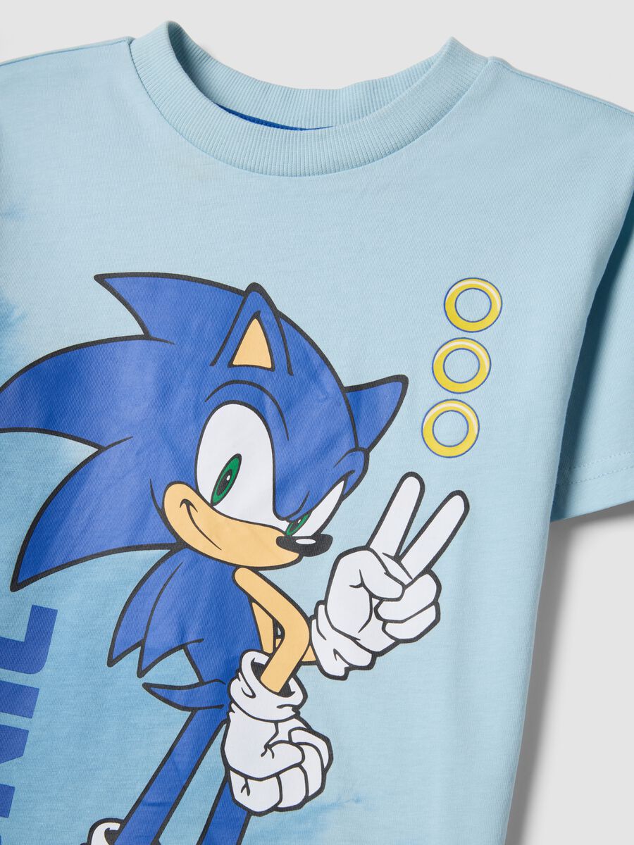 T-shirt in puro cotone azzurra da bambino regular fit con Sonic_2