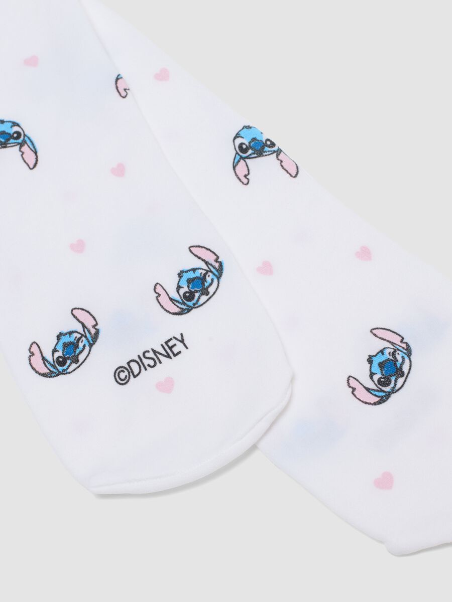 Collant elasticizzati bianchi da neonata con Stitch_1