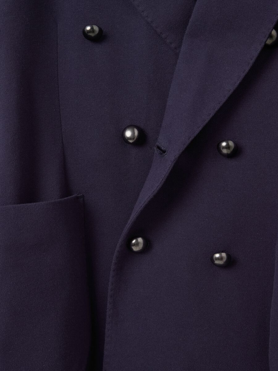 Double-breasted blue blazer in stretch cotton_5