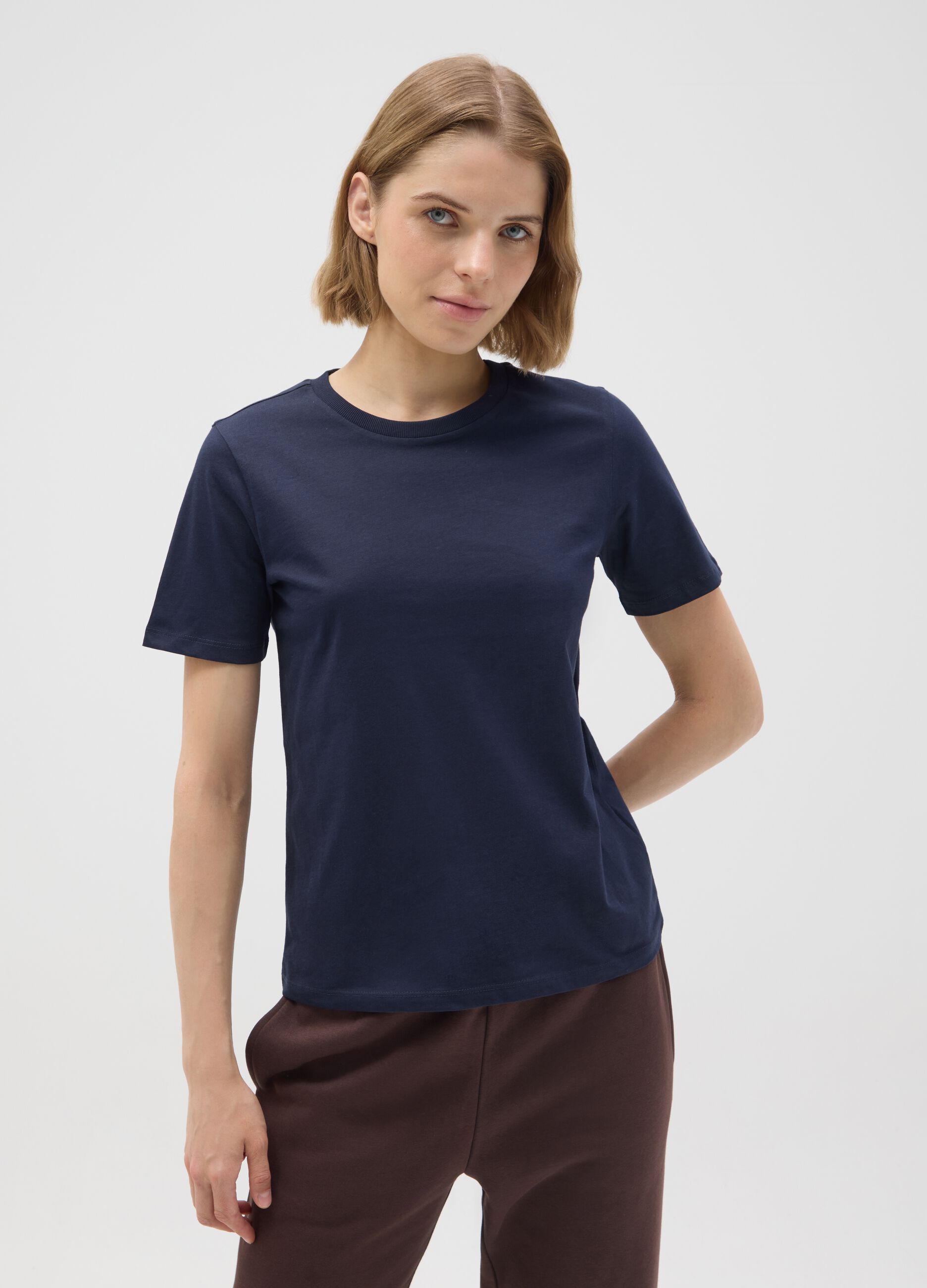 Blue Pure Cotton T-Shirt Regular Fit