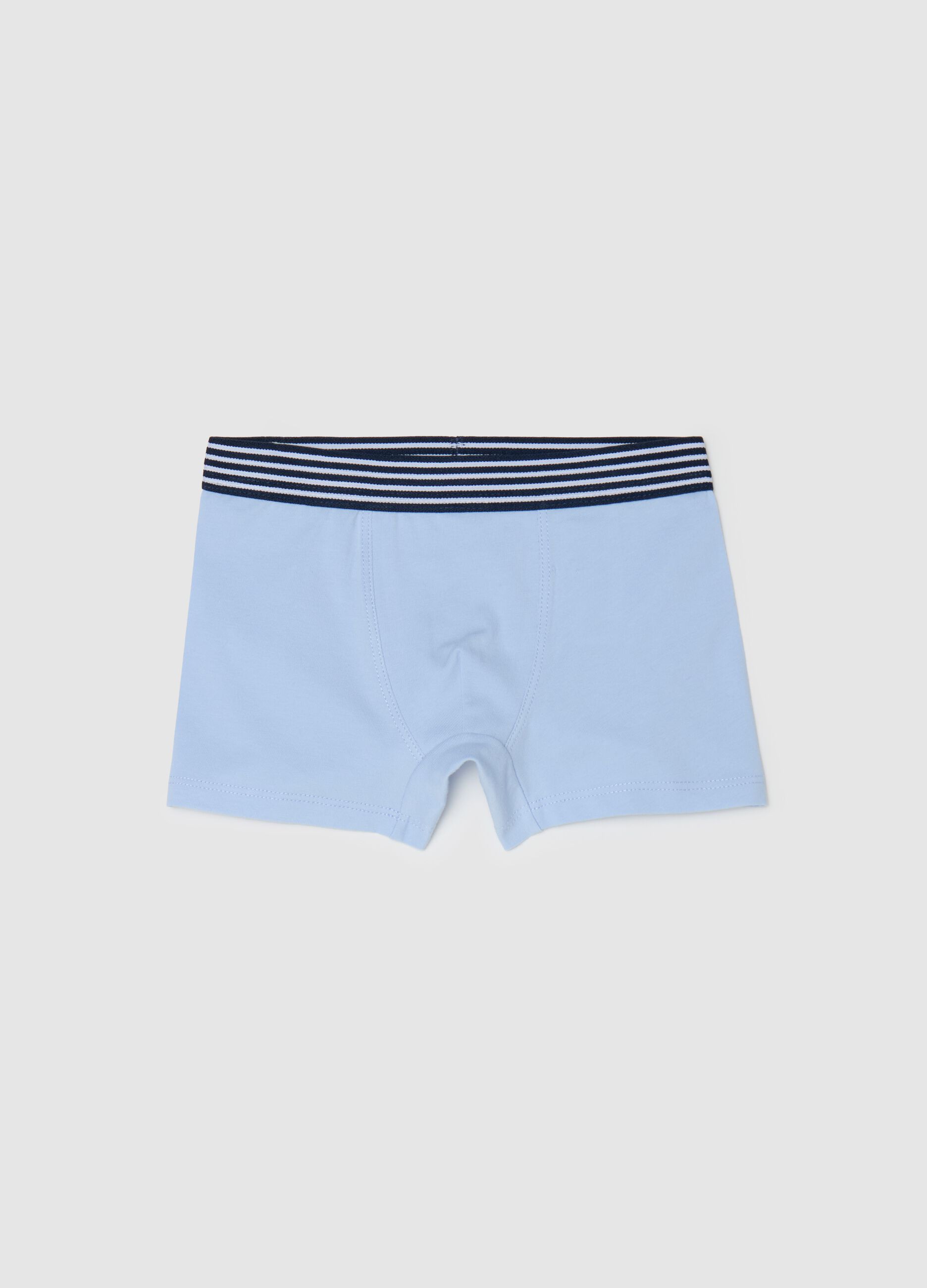 Stretch cotton boxer shorts with striped detail.
