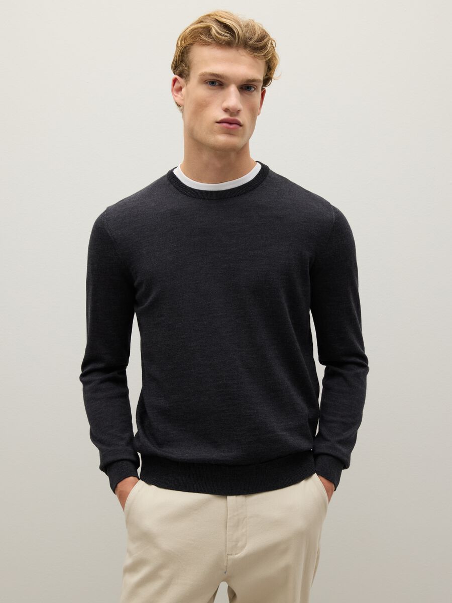Grey merino wool jumper regular fit_0