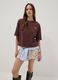 T-shirt marrone in puro cotone con ricamo boxy fit_0