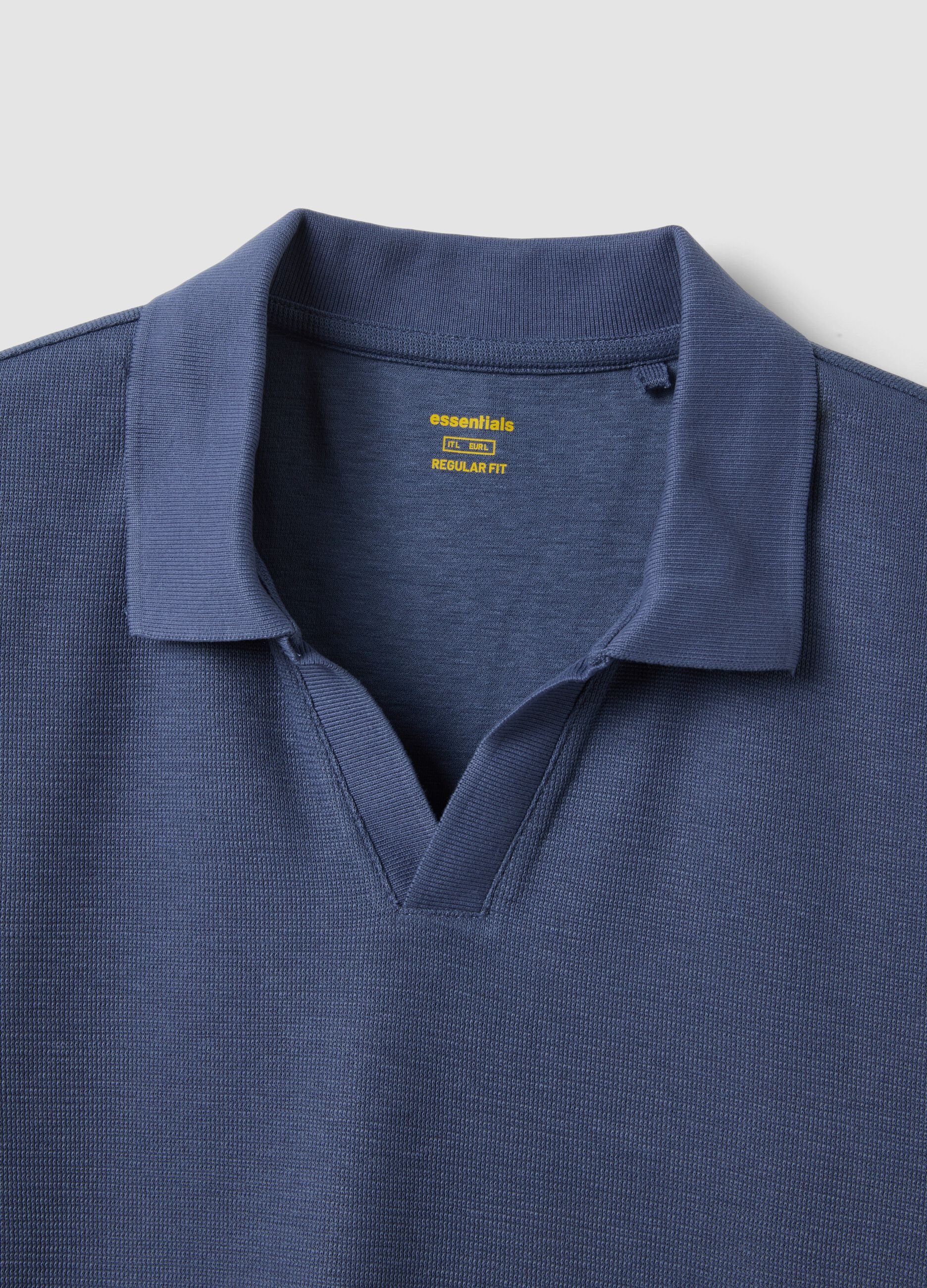 Blue stretch cotton polo shirt