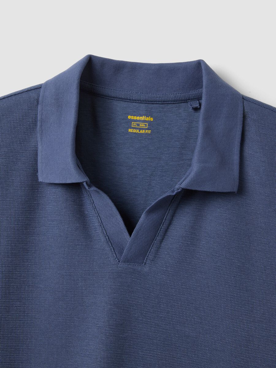 Blue stretch cotton polo shirt_1