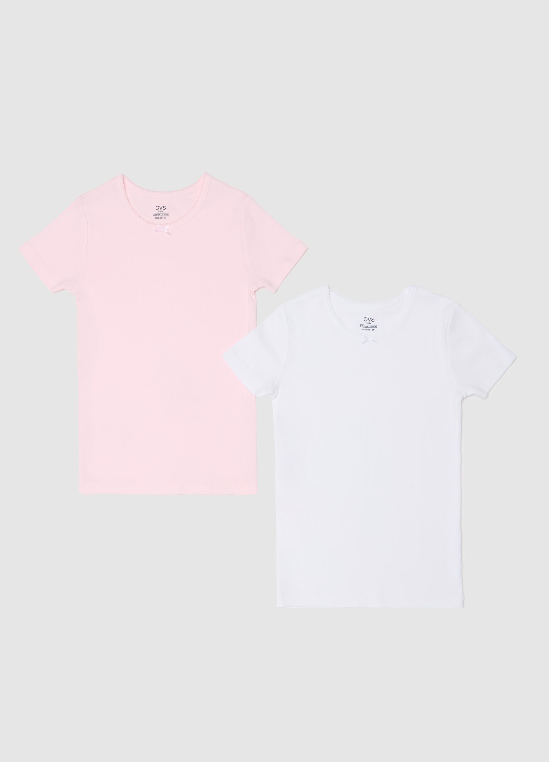 Bipack t-shirt intime in cotone bio con fiocchetto 