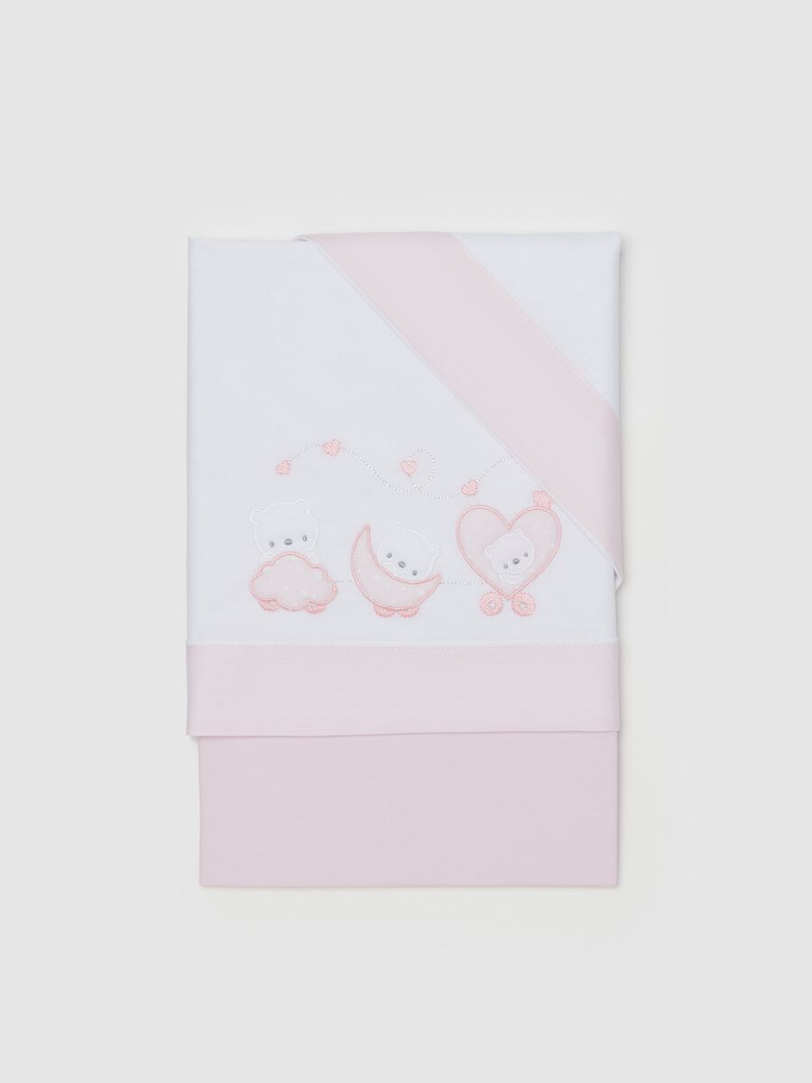Three-piece maxi crib set with baby bear embroidery_0