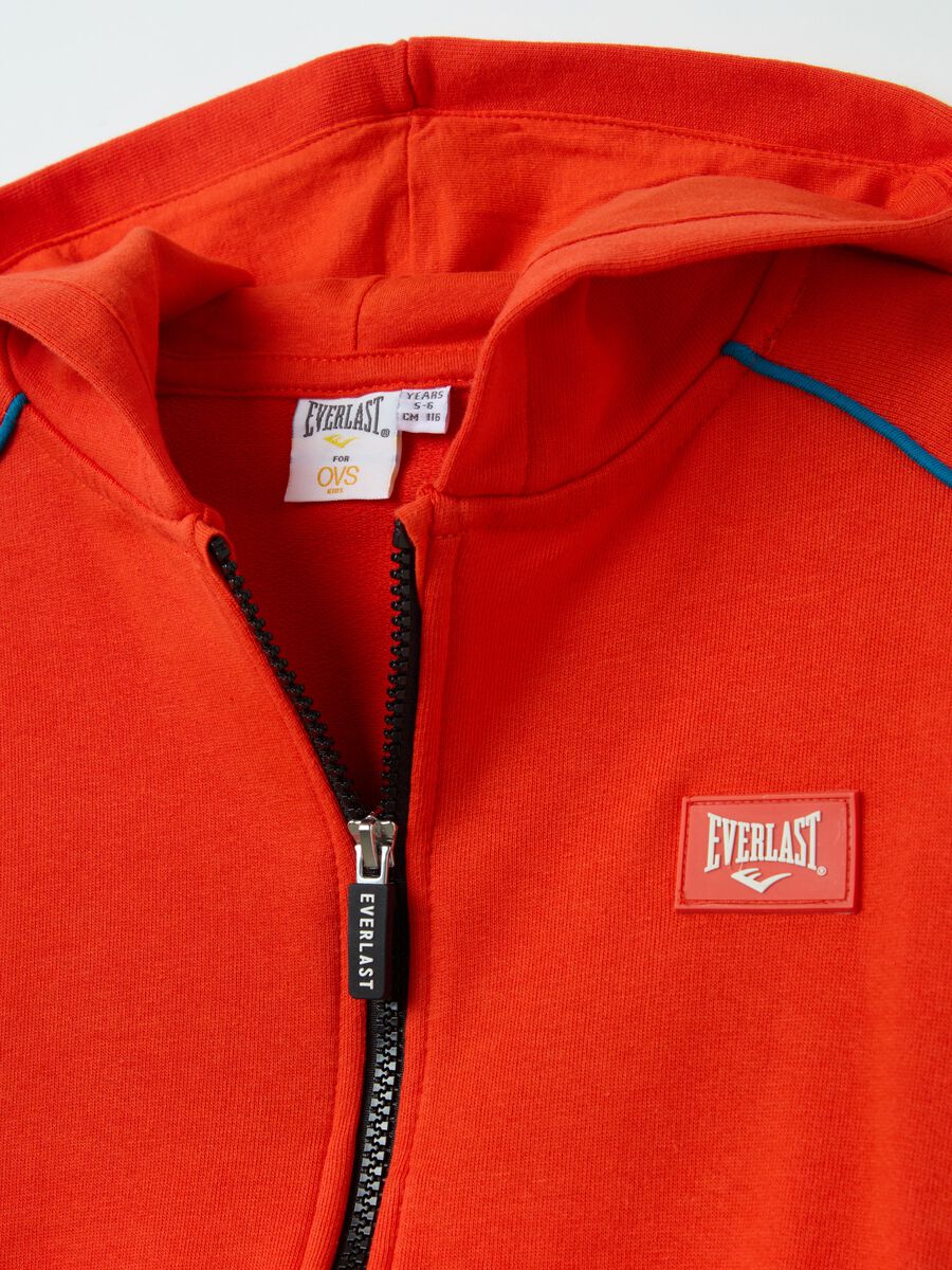 Full-zip sweatshirt in French terry with hood and logo patch_2
