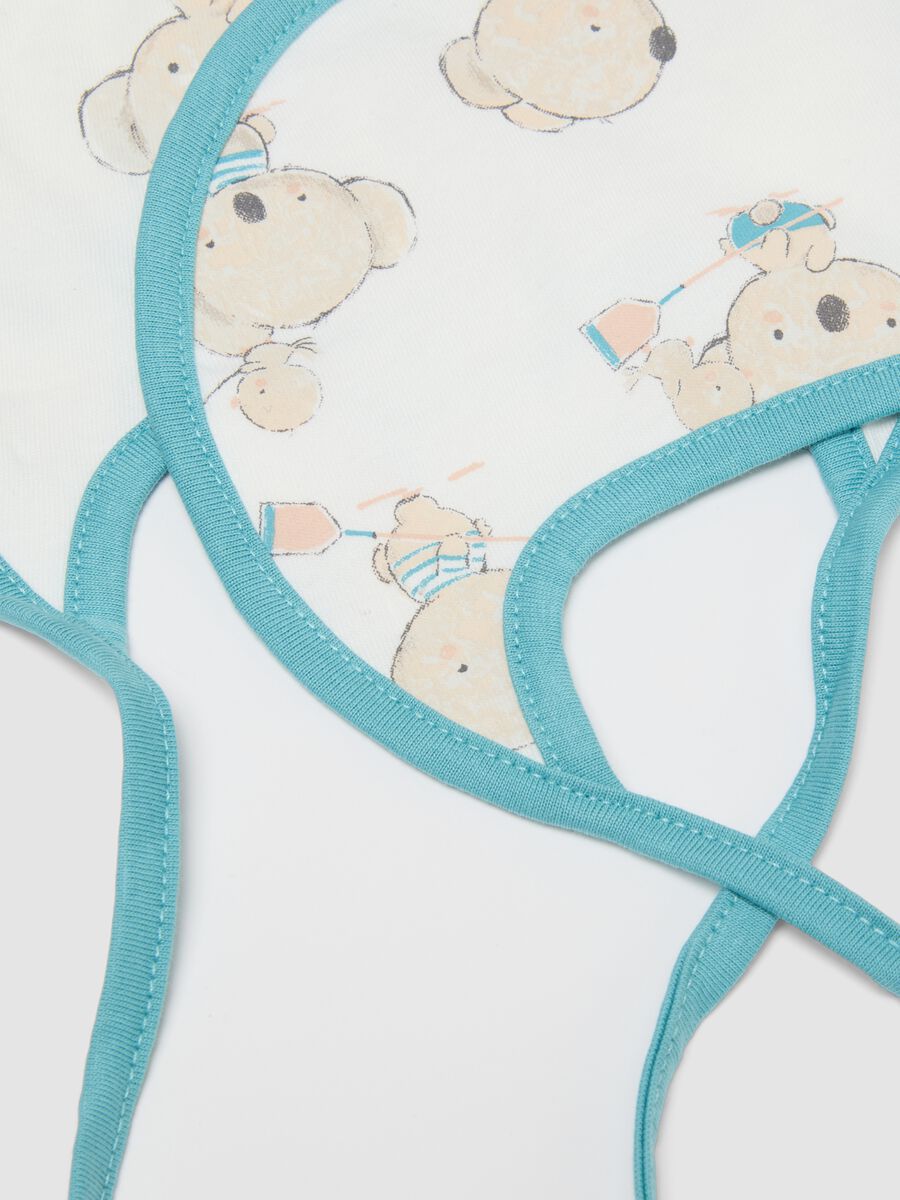 Twin pack of multicolour newborn bibs in pure cotton with ties_2