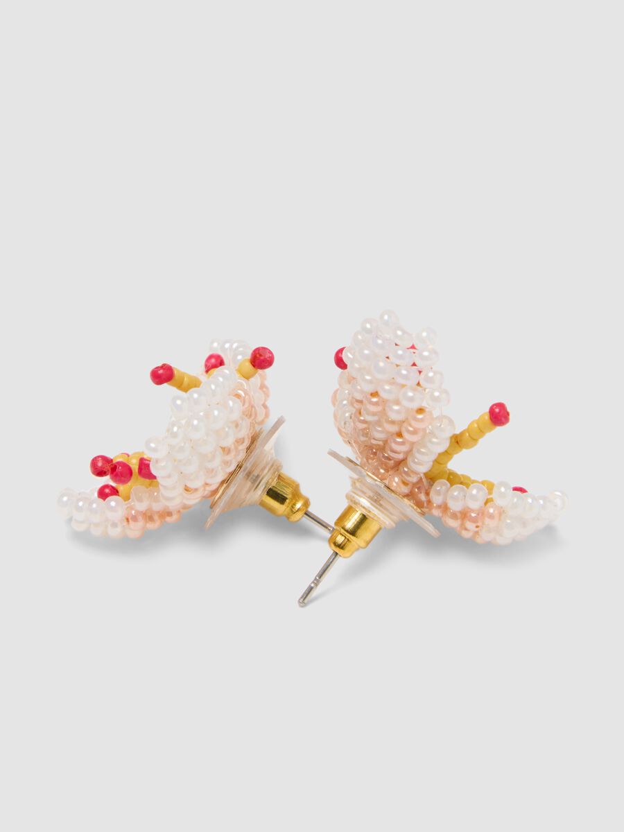Butterfly-shaped earrings with multicolour glass beads_2