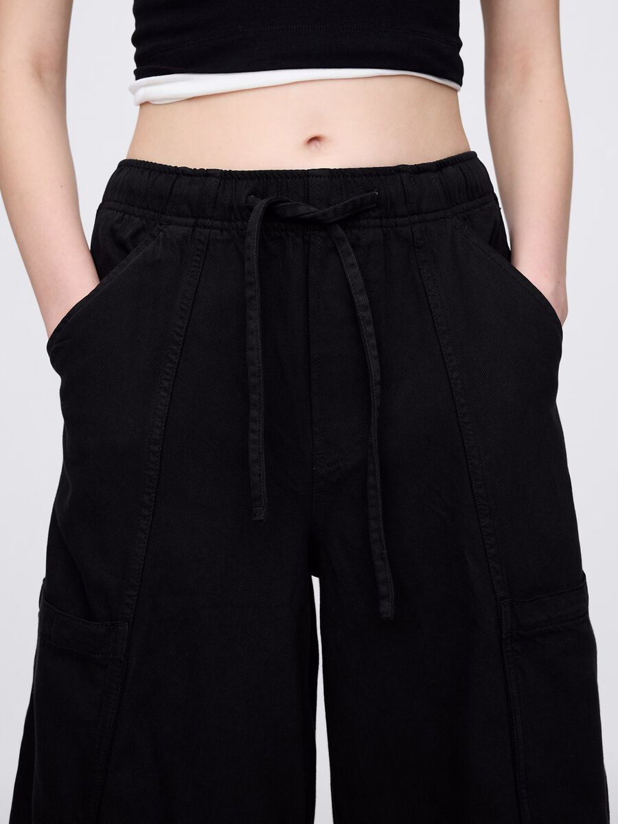 Pantaloni cargo neri in cotone e Lyocell_4