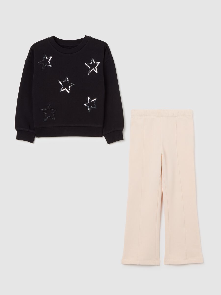 Girls' multicolour sweatshirt and trousers set in pure cotton regular fit_0