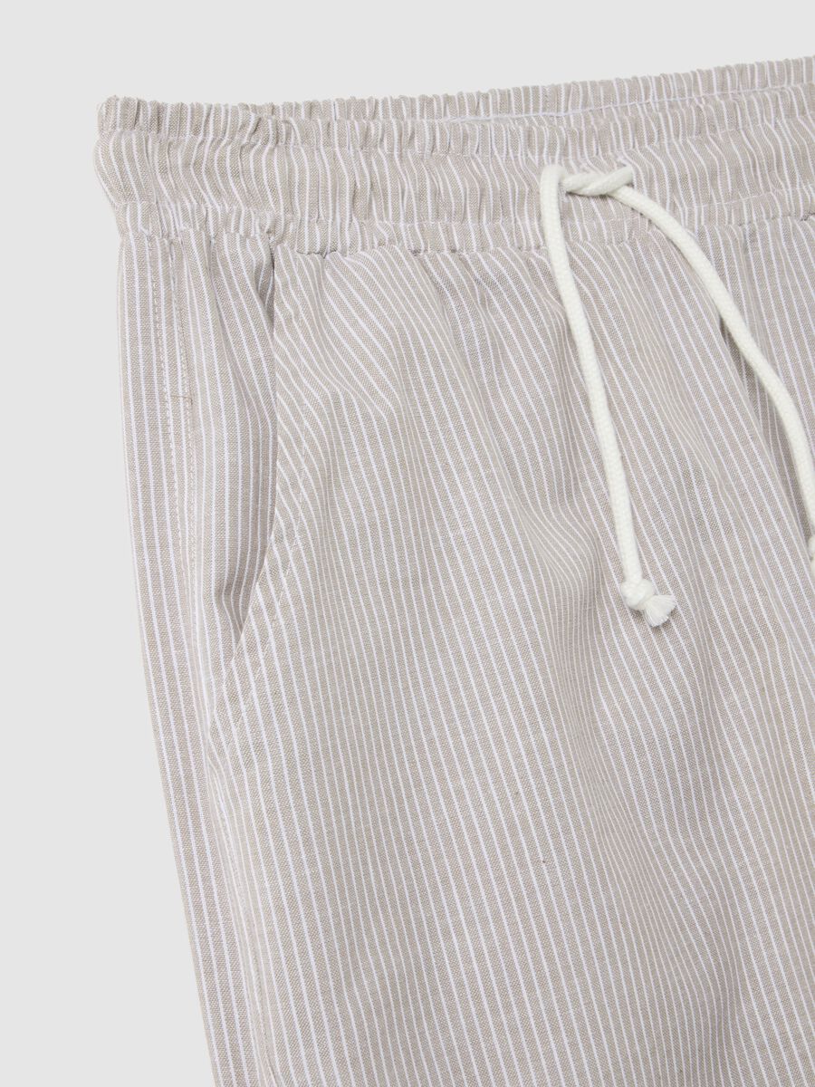 Men's pure cotton beige trousers regular fit with drawstring_5