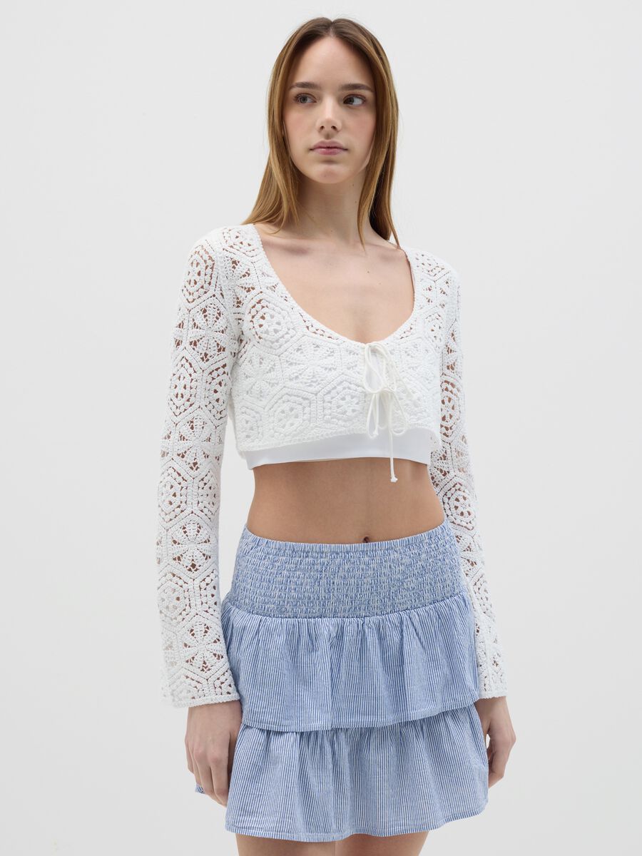 White crochet cardigan with laces_0