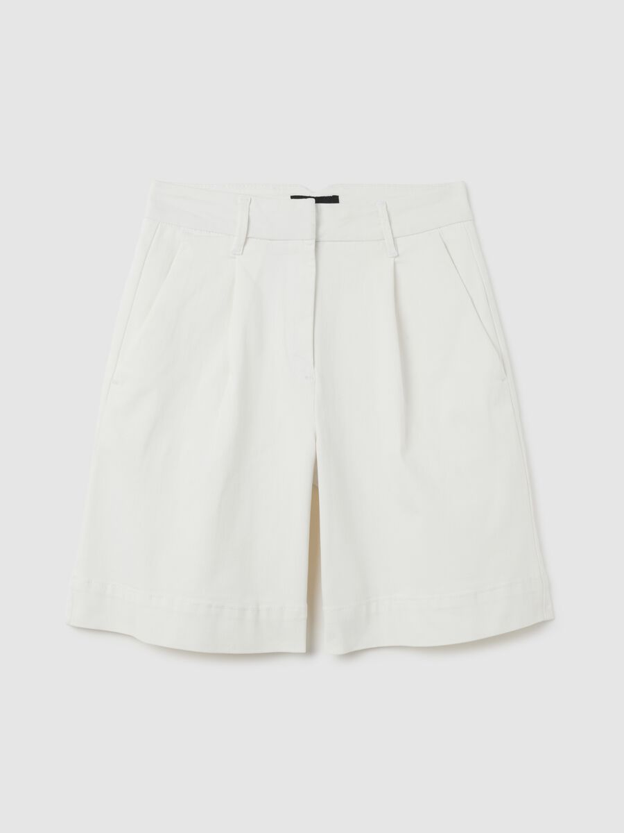 Shorts da donna in denim bianco wide leg_0