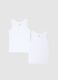 Two-pack of boys' white stretch cotton vests with regular fit_0