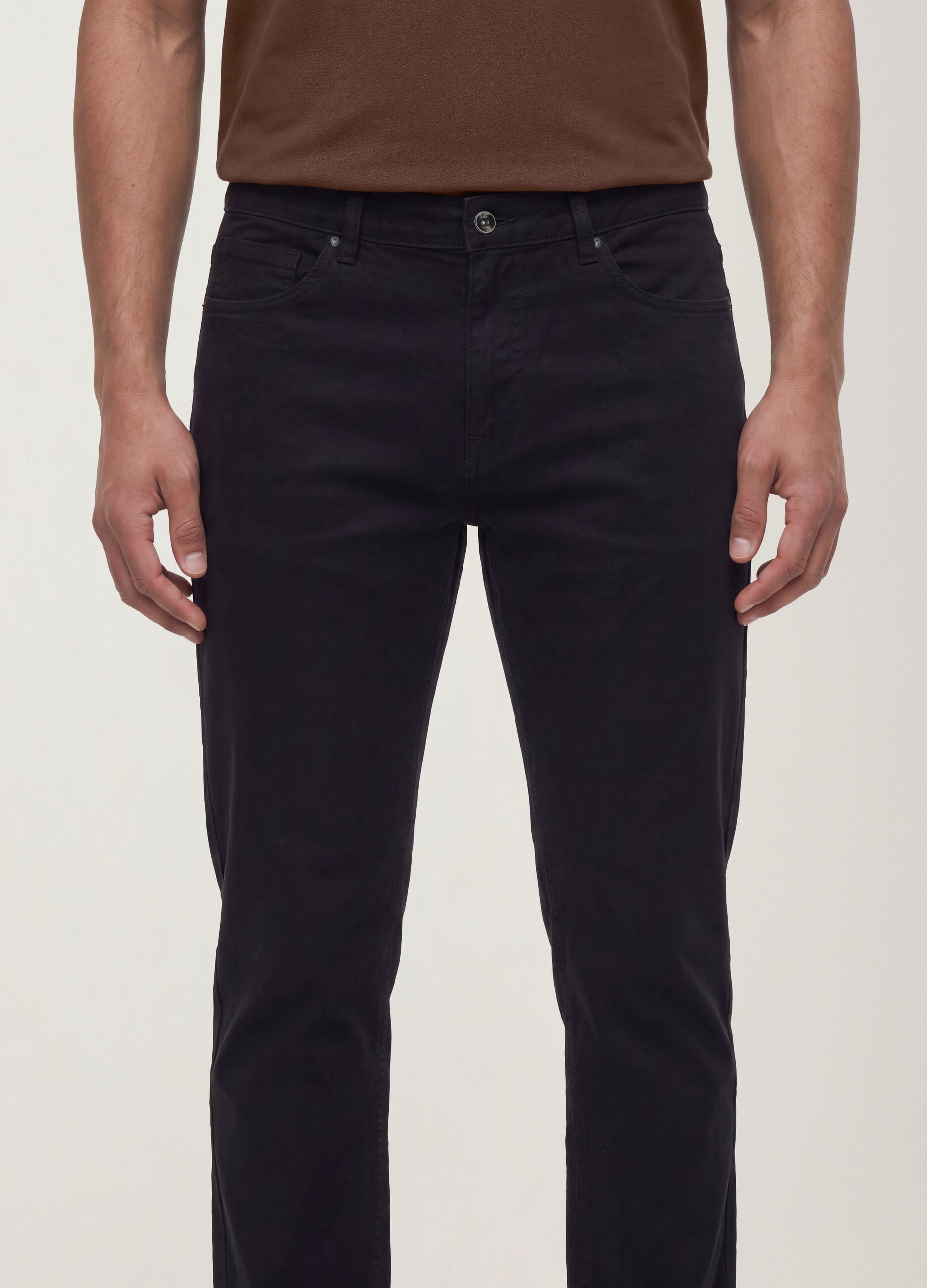 Pantaloni neri in twill di cotone elasticizzato slim fit