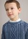 Children's blue pure cotton sweater, regular fit with knitted design_0