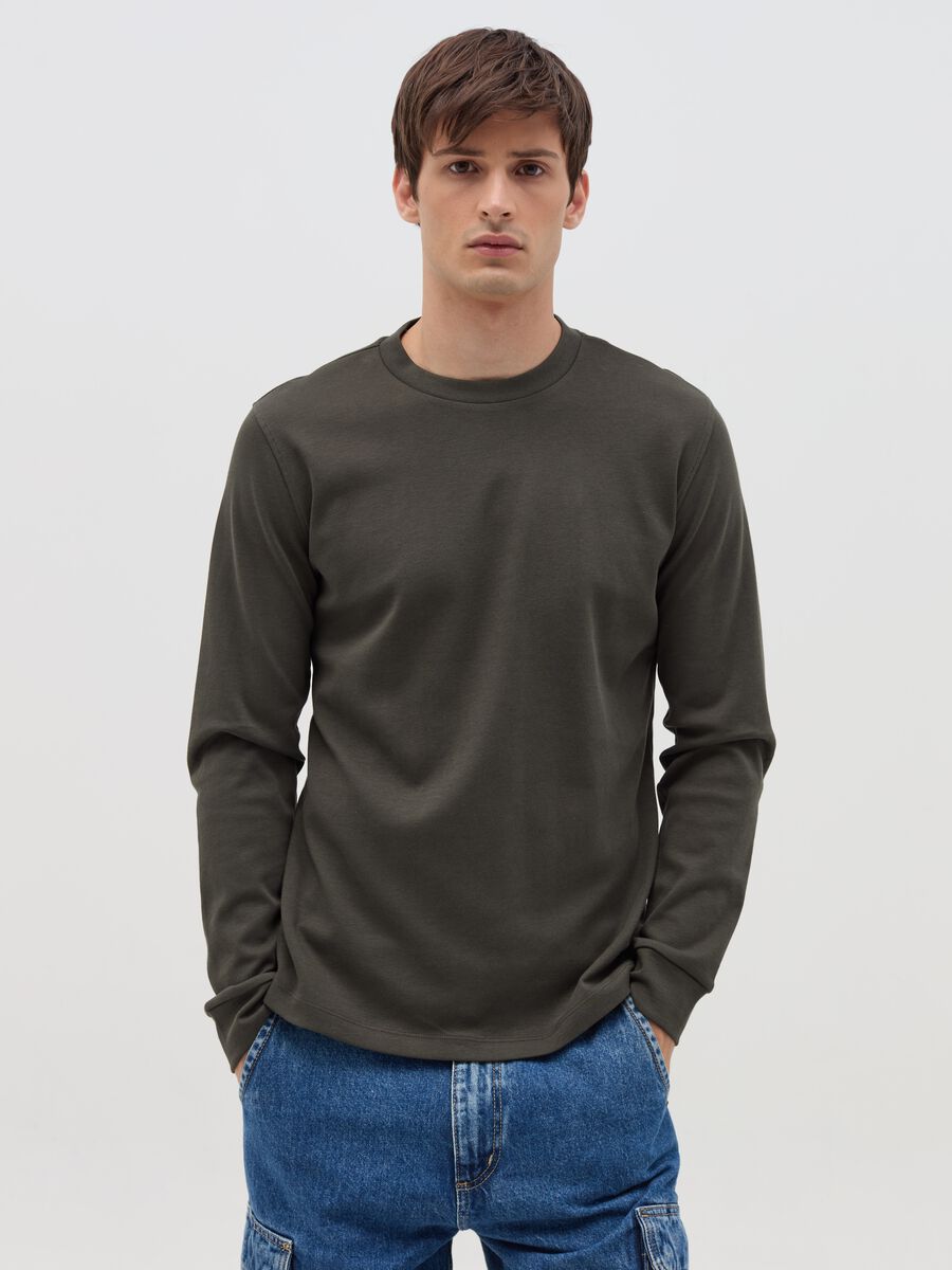 T-shirt a maniche lunghe in cotone interlock_0