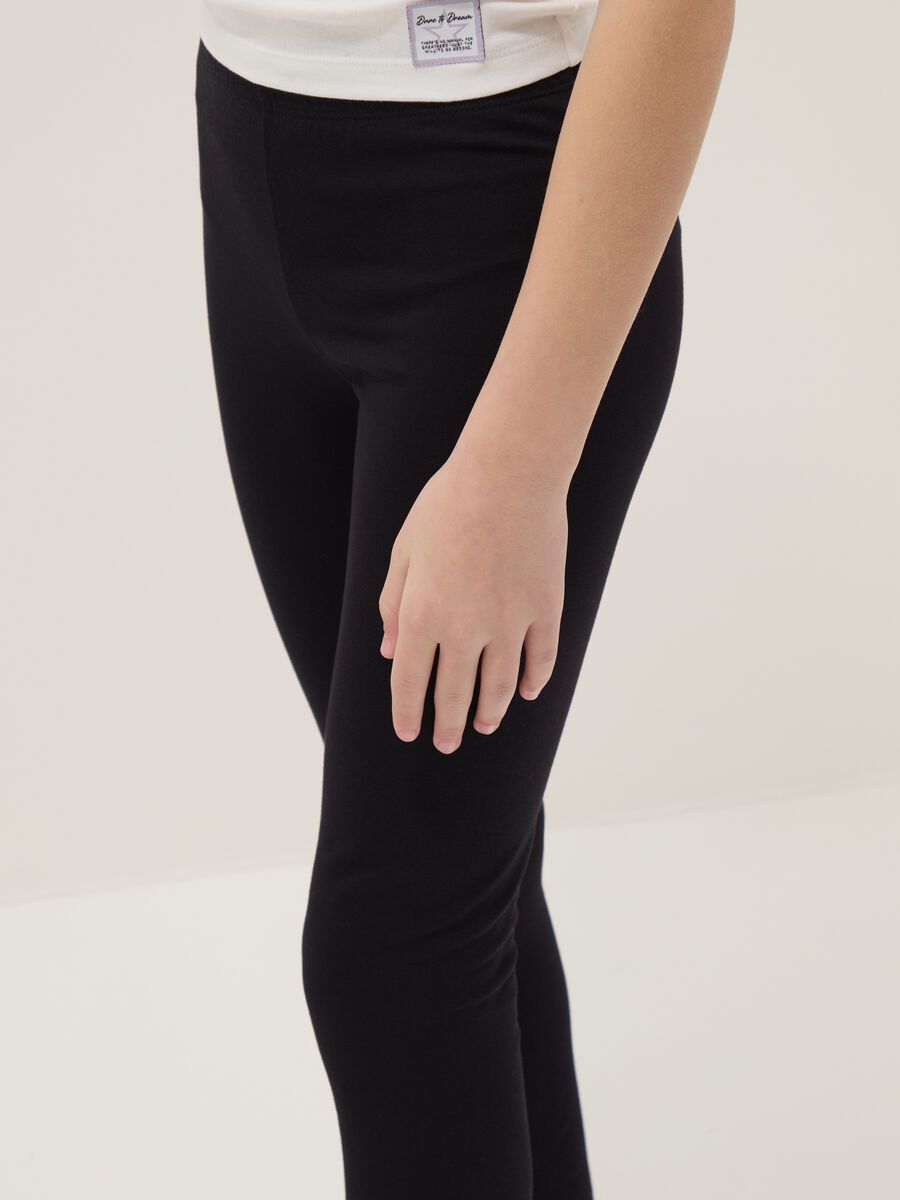 Leggings neri da ragazza in cotone elasticizzato skinny fit_2