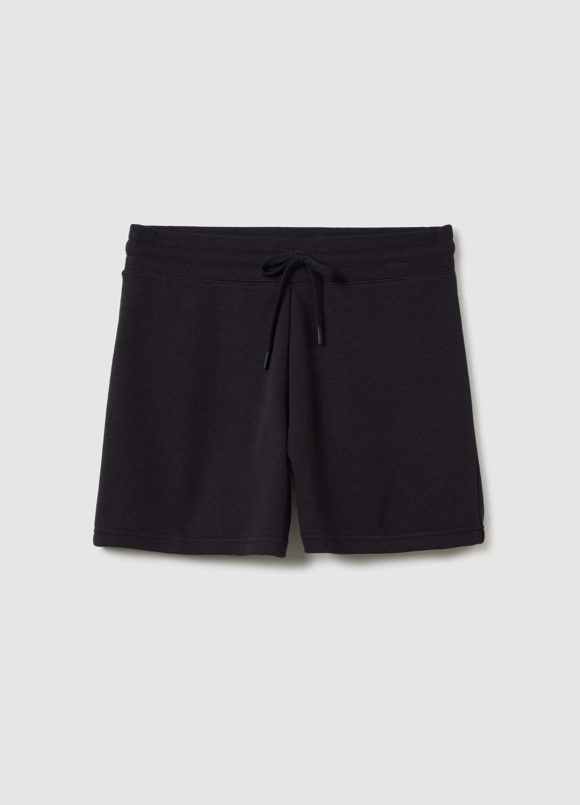Shorts da donna in misto cotone nero regular fit