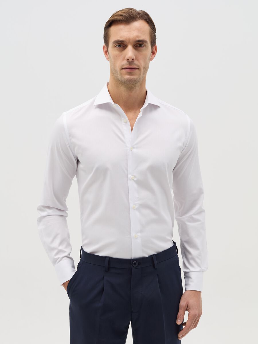 White slim-fit easy-iron shirt_0