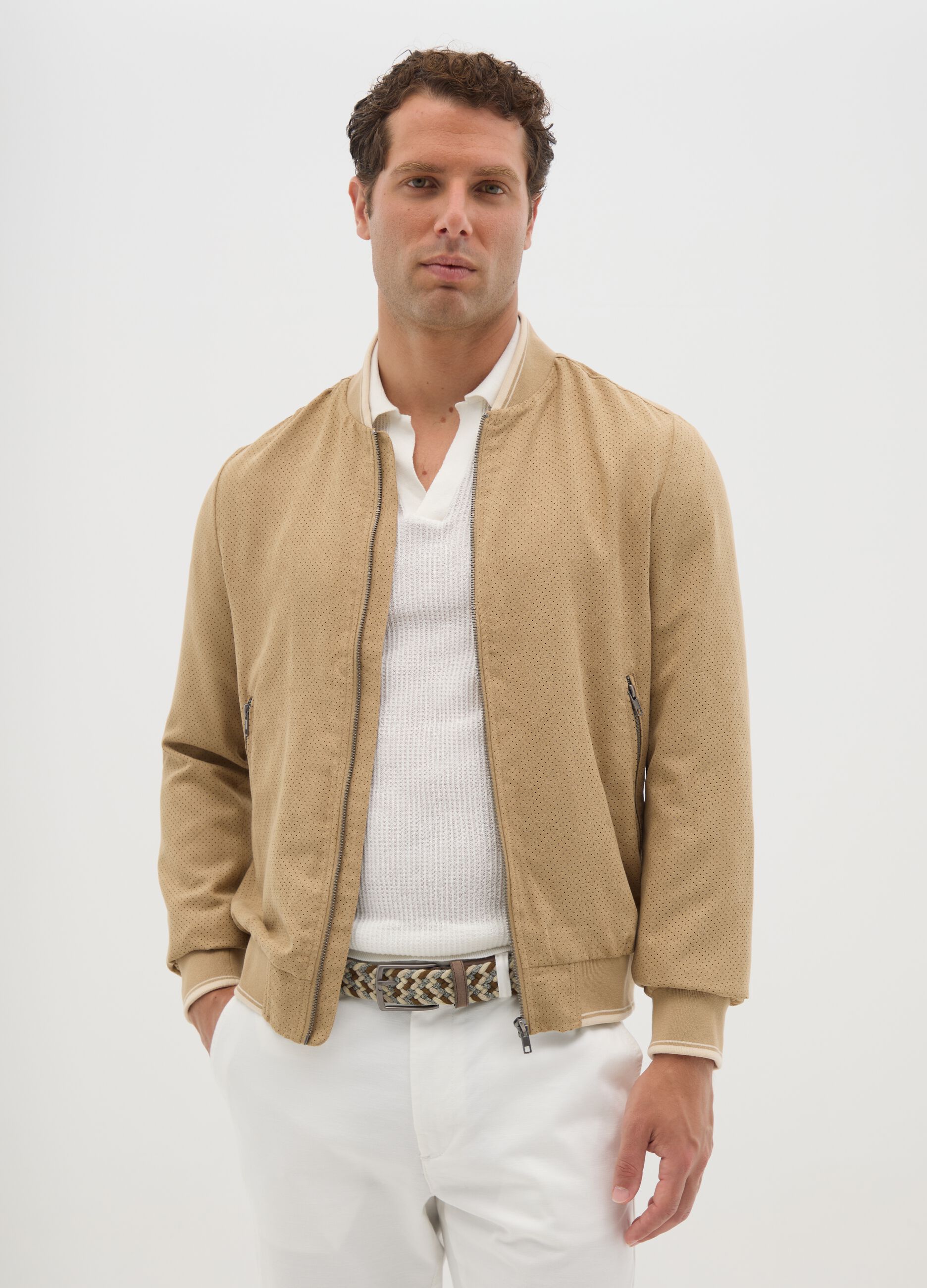 Bomber traforato beige