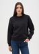Black crew neck sweatshirt in cotton blend regular fit with rhinestones_1