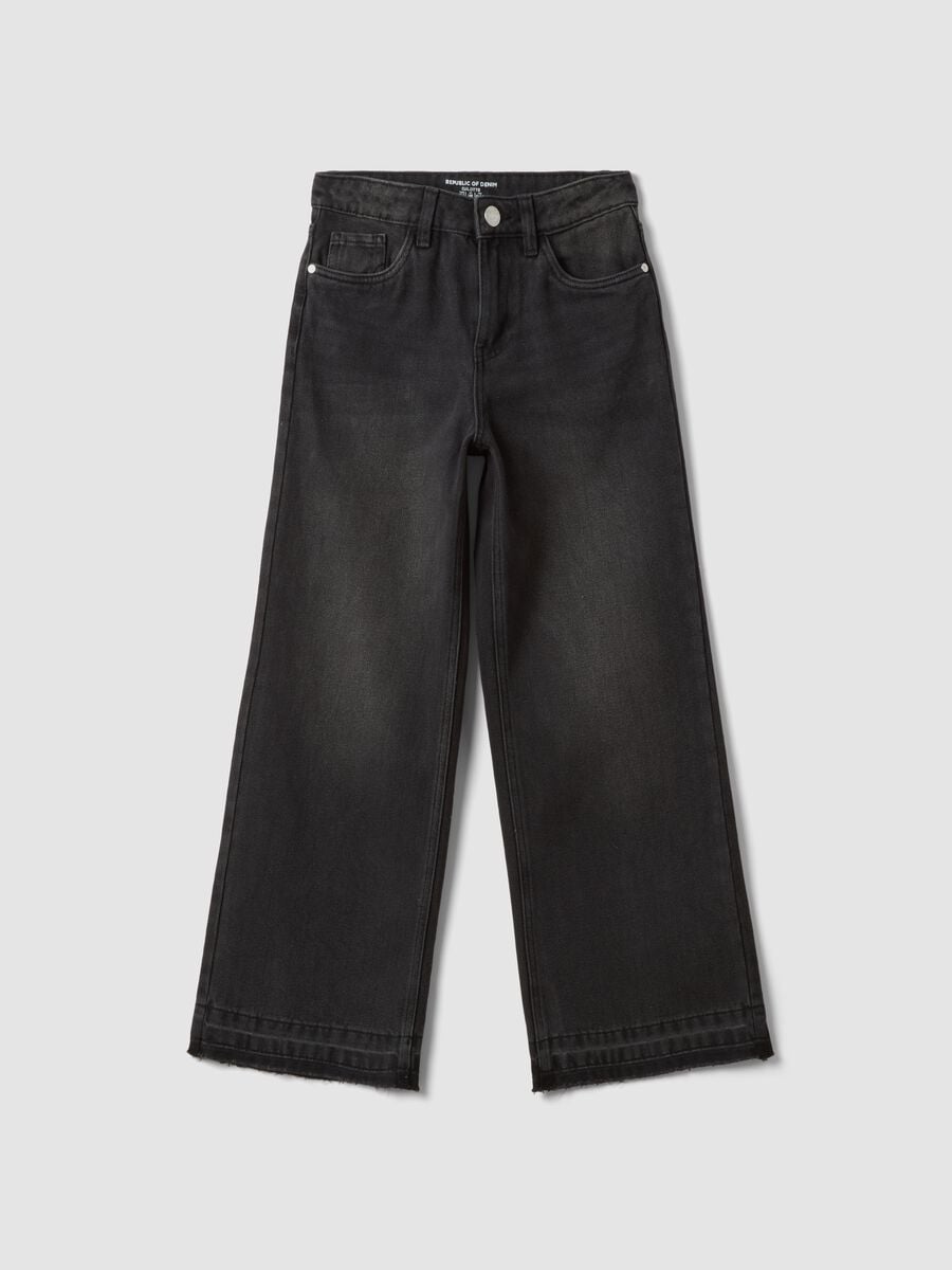 Jeans neri culotte in misto cotone, lyocell e viscosa per ragazza_3