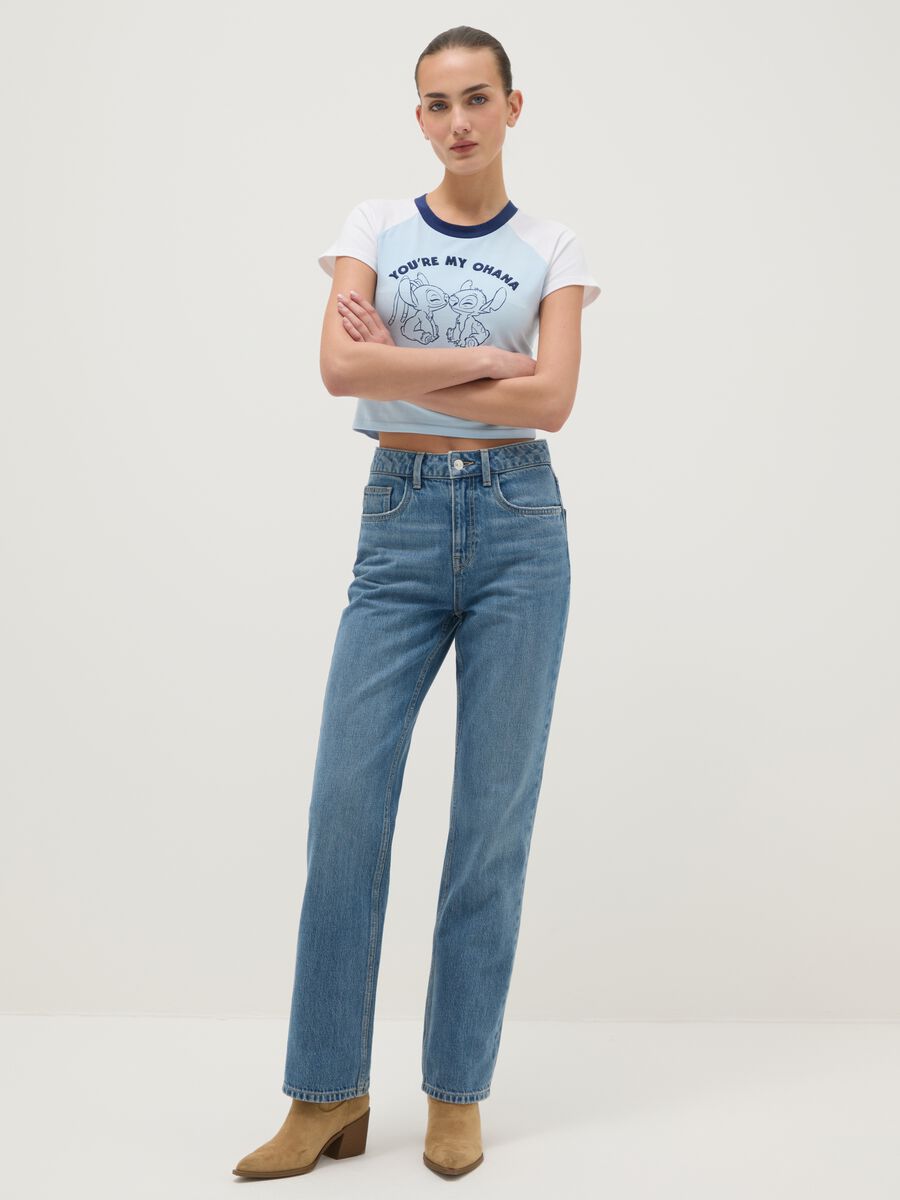 Multicoloured regular fit cotton blend t-shirt with Lilo & Stitch print_1