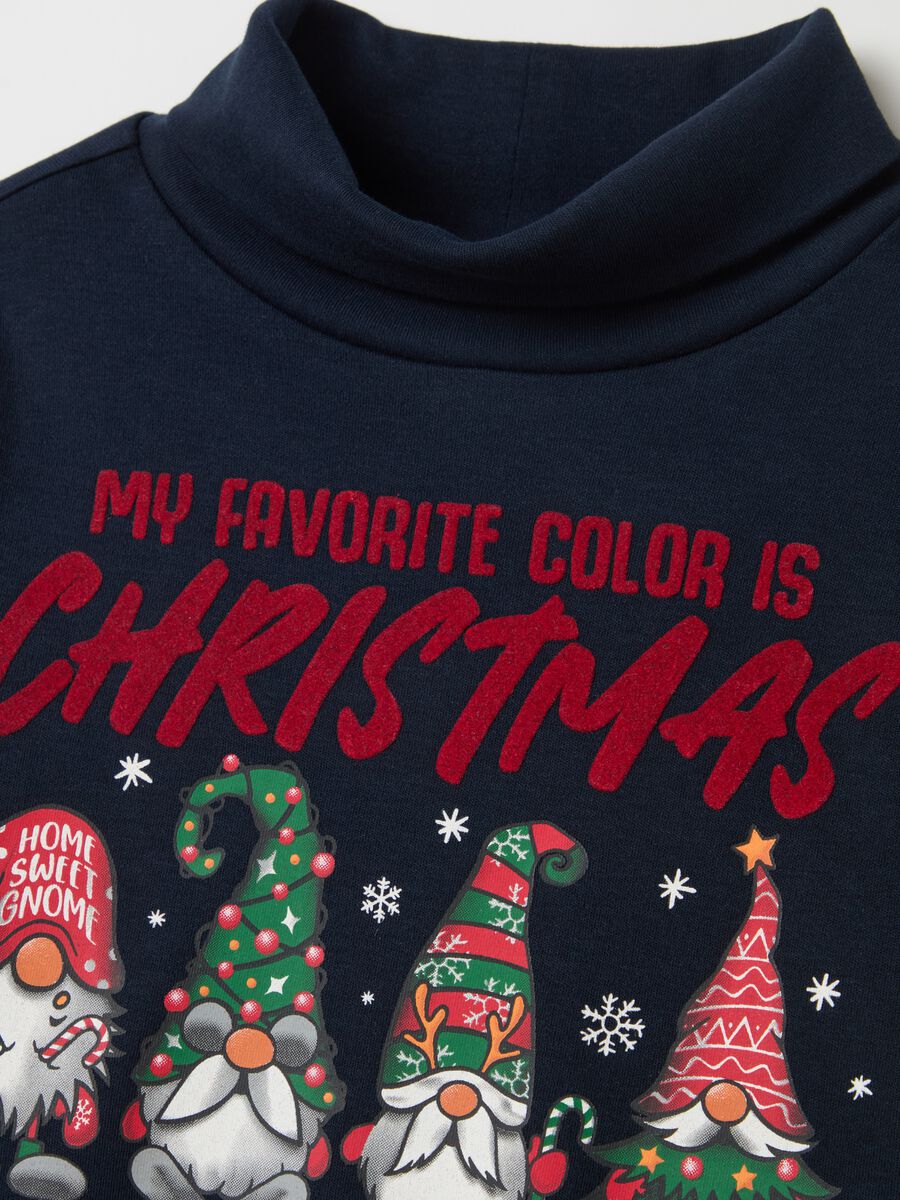 T-shirt with high neck and Christmas print_2