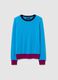 Sky Blue Pure Wool Jumper with Contrast Cuffs_4
