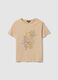 Beige short-sleeve pure cotton printed T-shirt, regular fit_4