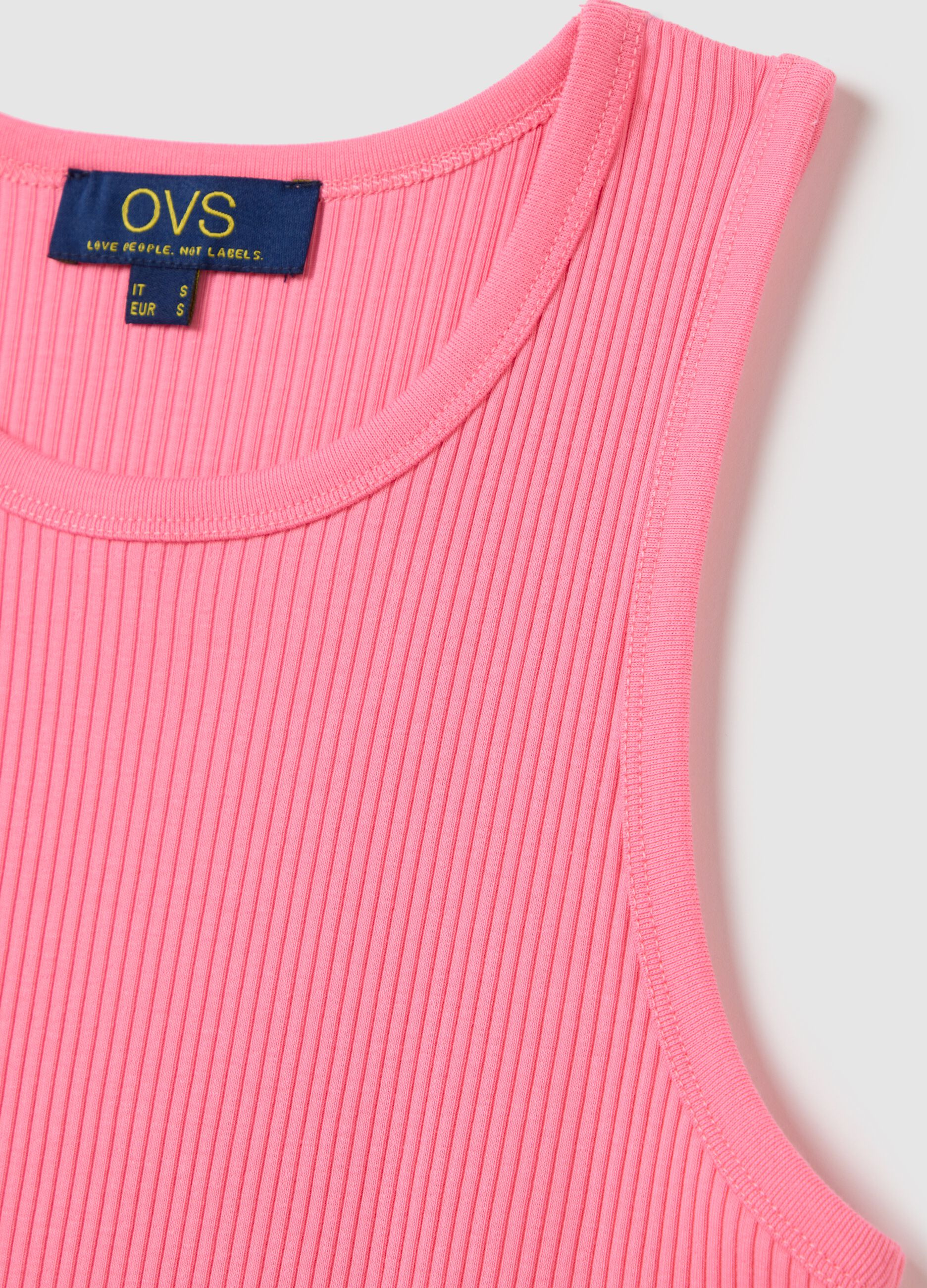 Top da donna in cotone elasticizzato rosa regular fit