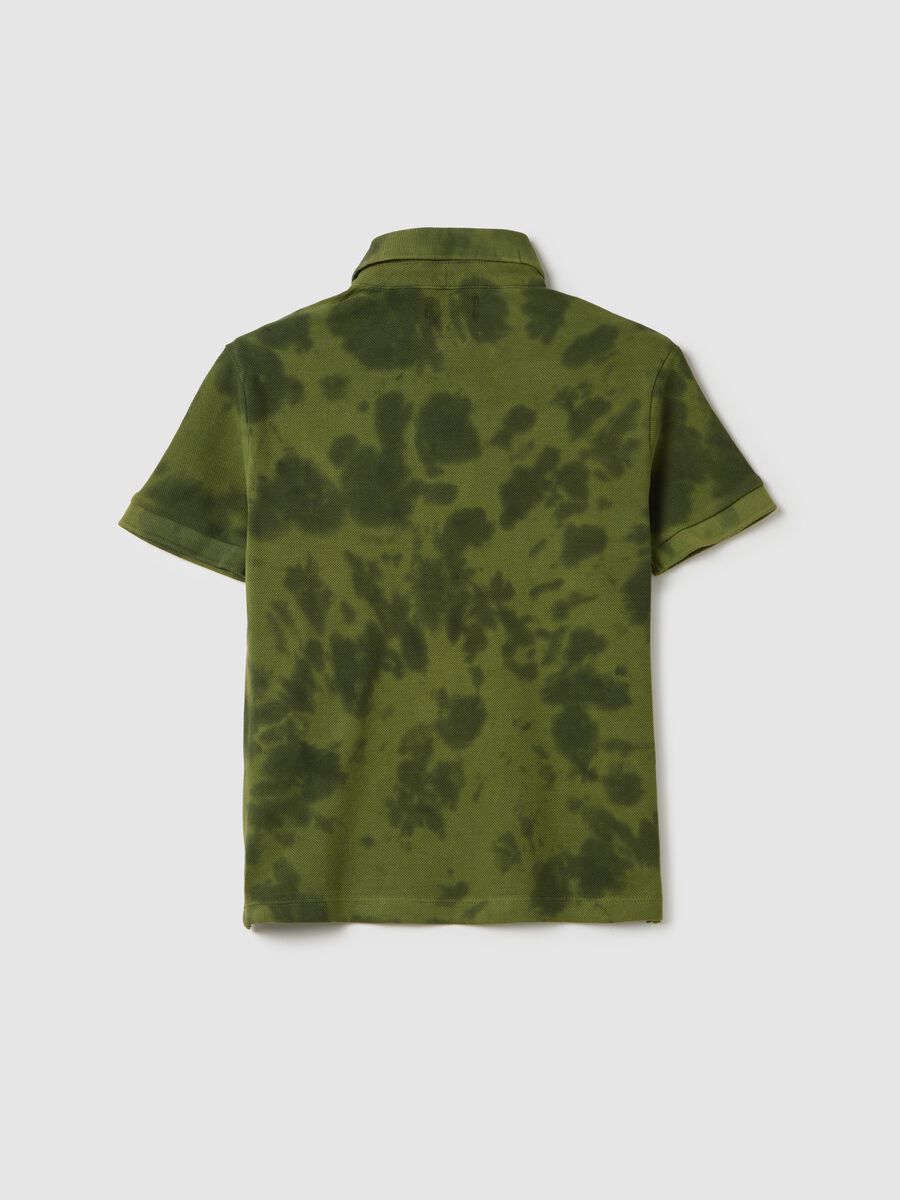 Green short sleeve cotton polo with tiger print_4