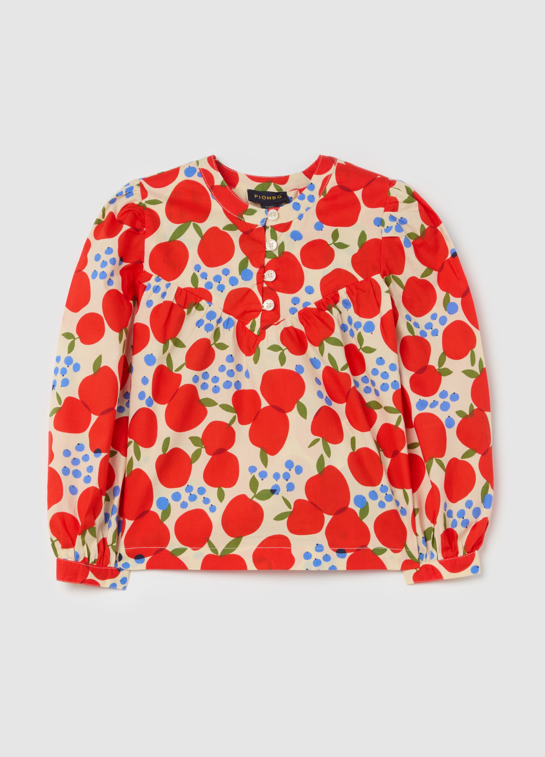 Cotton blouse with fruit print