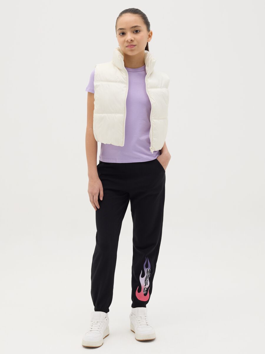 Joggers con coulisse e stampa fiamme "Hope"_1