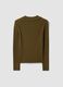 Cardigan fitted verde a coste in misto viscosa con colletto polo_5