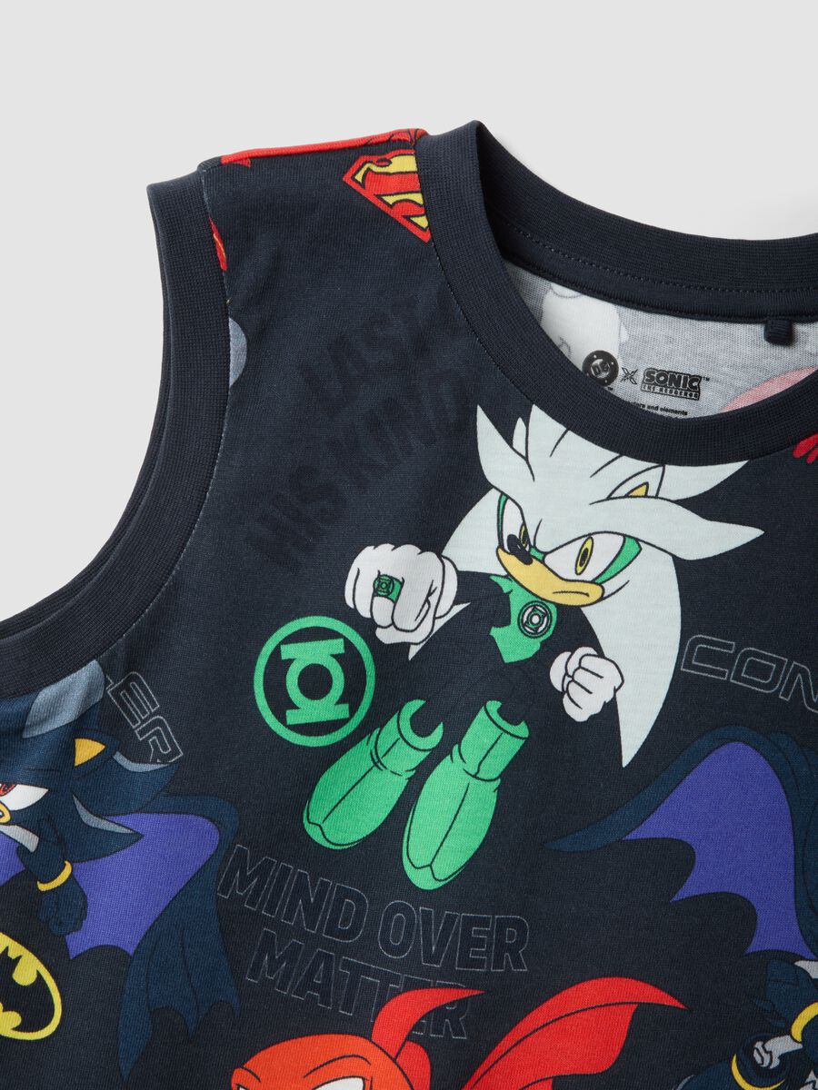 Blue pure cotton vest with all-over Sonic print_2